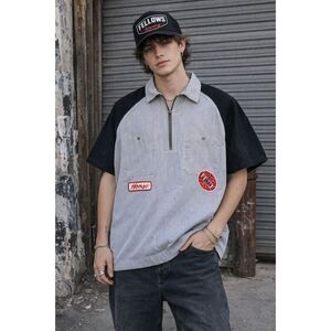 HONOR The Gift Gray Stripe Short Sleeve Button Up Shirt Top   Mens Size XL